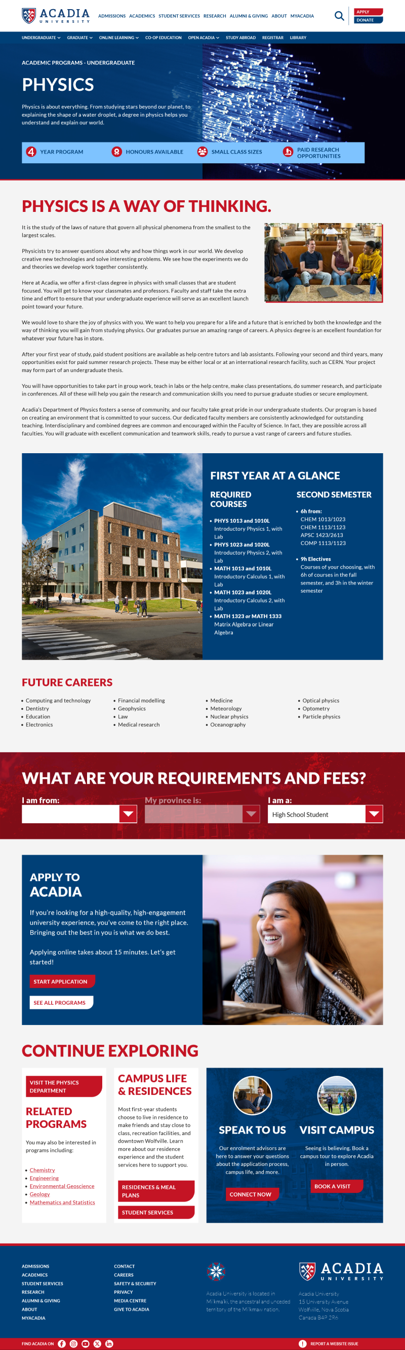 Acadia Academic Course Page